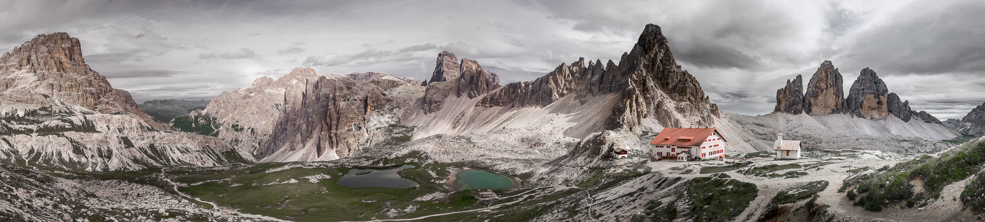 Via ferrata in Dolomites Italy near Rifugio Locatelli