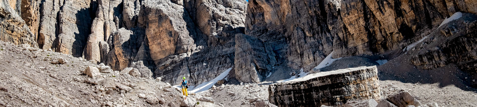 Kate walking down after completing Via ferrata d'Ideale
